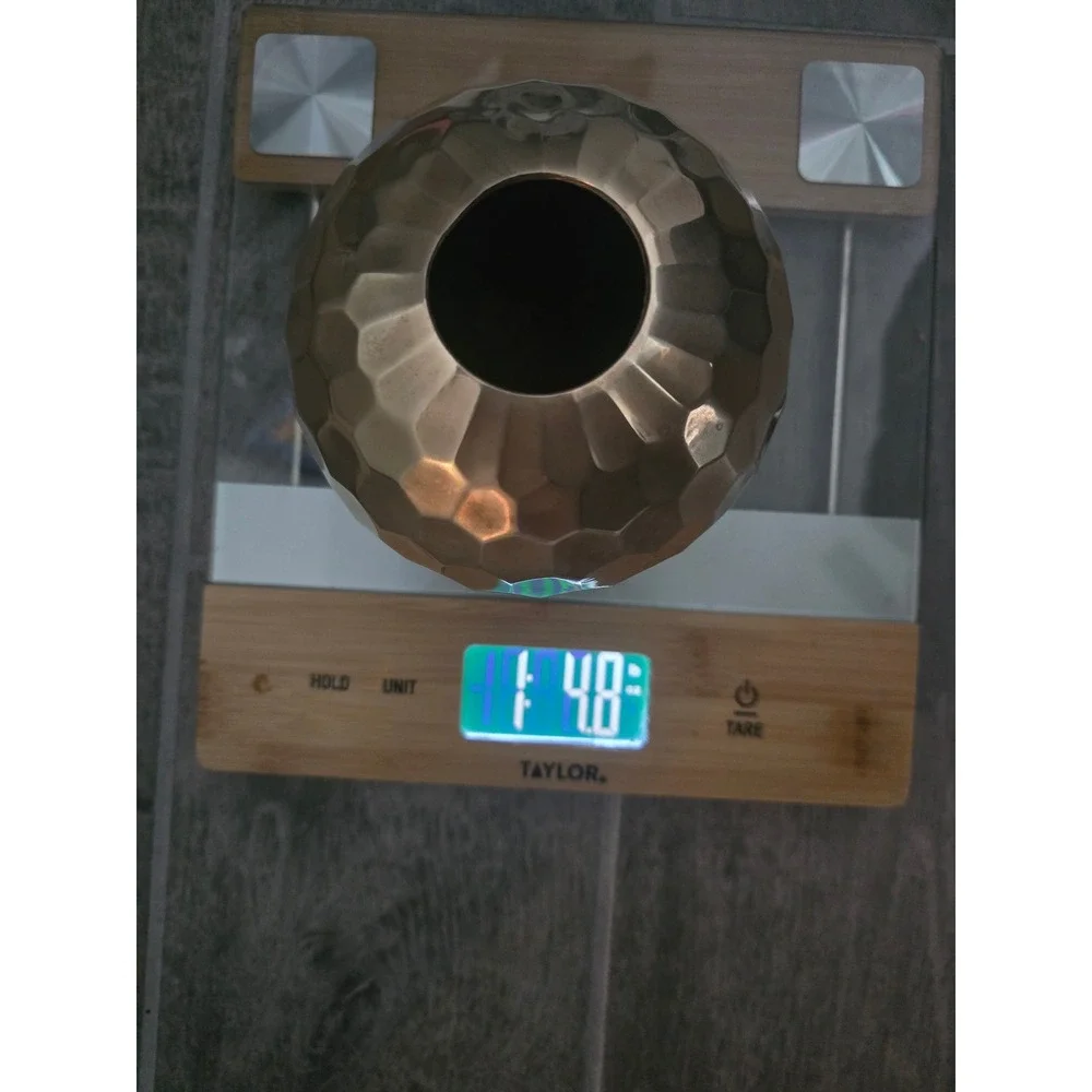 Brass Geometric Hexagon‎ Round Vase Table Decor VTG Home